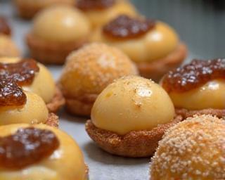 Close-up of detailed pastry work