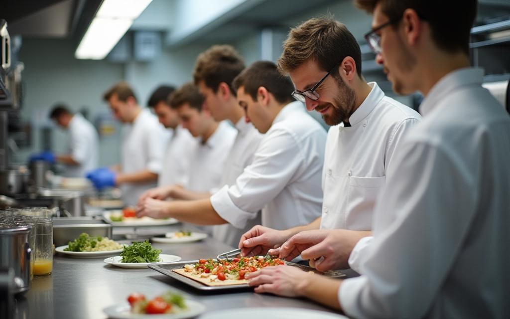 Students in a professional kitchen at Dutch Culinary Arts Academy